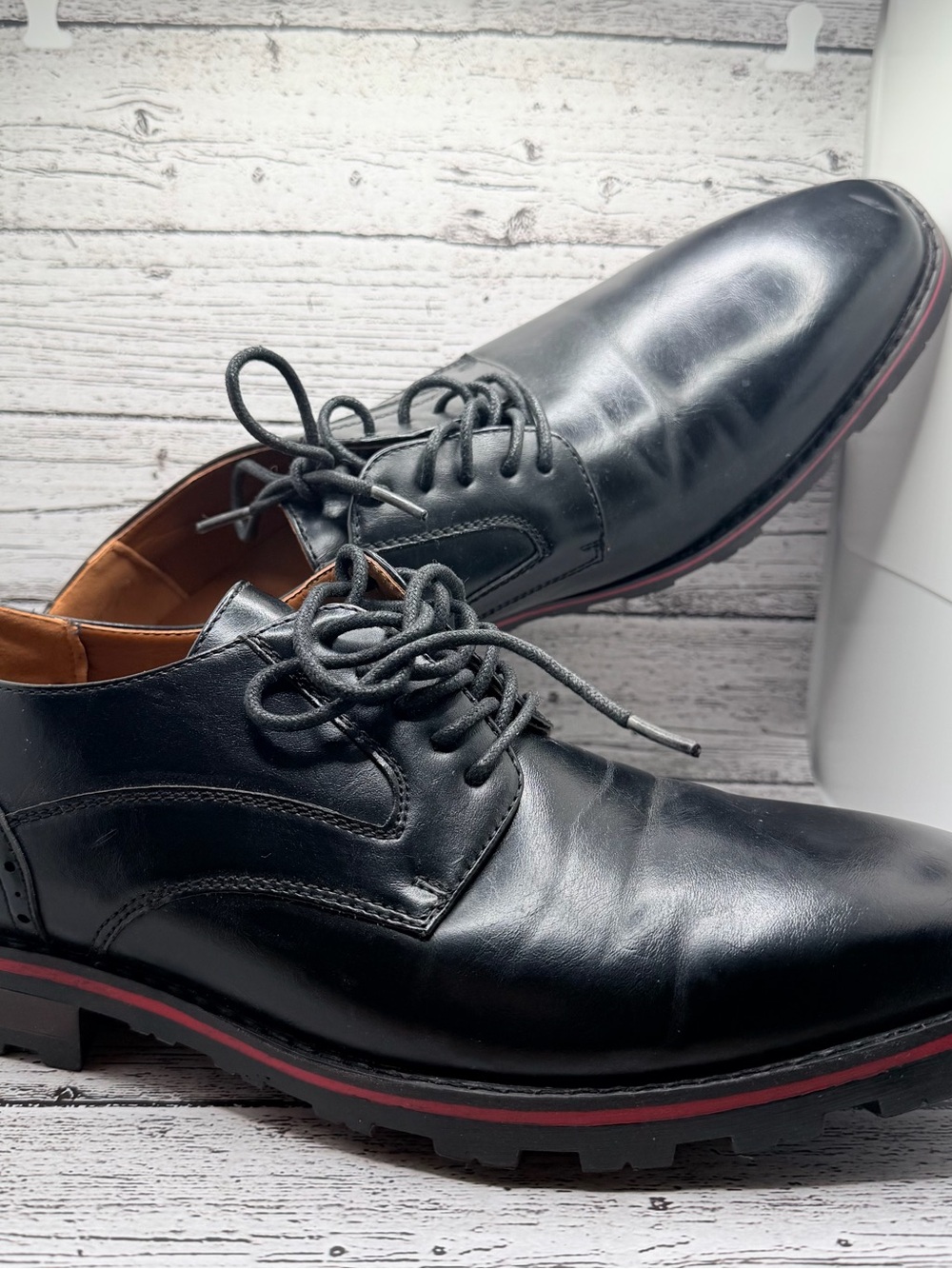 Nine West Classic Men's Black Leather Lace-Up Dress Shoes 10.5